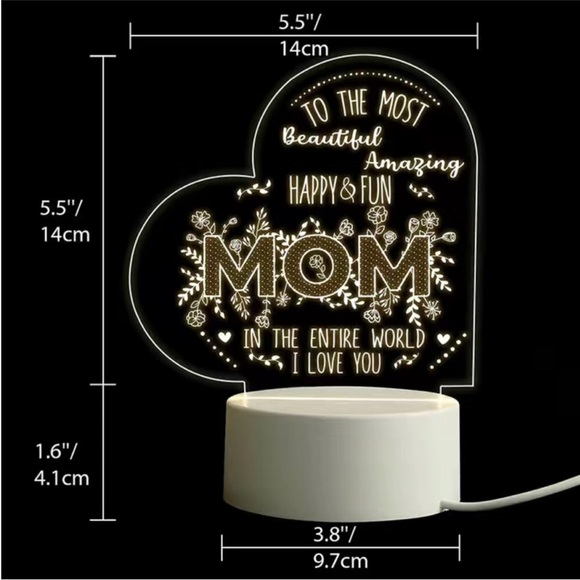 Mother's Day Gift For Mother,Acrylic Sleep Night Light Mother’s Day Decor - Picture 3 of 7